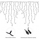 Гирлянда бахрома светодиодная 6,0x1,5м 480LED тепло-белый IP67 постоянное свечение, черный каучук