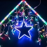 Гирлянда бахрома светодиодная 4,8х0,6м 176LED RGB IP44, постоянное свечение,прозрачный провод