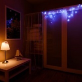 Гирлянда бахрома светодиодная 1,8х0,5м 48LED синий, 8 режимов свечения, прозрачный провод