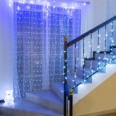 Гирлянда бахрома светодиодная 1,8х0,5м 48LED синий, 8 режимов свечения, прозрачный провод