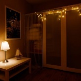 Гирлянда бахрома светодиодная 1,8х0,5м 48LED тепло-белый, 8 режимов свечения, прозрачный провод