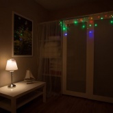 Гирлянда бахрома светодиодная 1,8х0,5м 48LED мультиколор, 8 режимов свечения, прозрачный провод