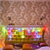 Гирлянда бахрома светодиодная 1,8х0,5м 48LED мультиколор, 8 режимов свечения, прозрачный провод