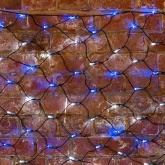 Гирлянда Сеть 2х0,7м, 176LED белый/синий IP44 свечение с динамикой, черный провод, 230В
