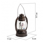 Декоративный фонарь с эффектом снегопада и подсветкой Снеговики, белый