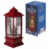 Декоративный фонарь с эффектом снегопада и подсветкой Дед Мороз, теплый белый