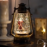 Декоративный фонарь с эффектом снегопада и подсветкой Санта Клаус, теплый белый