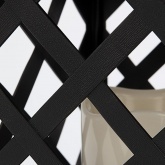 Декоративный фонарь на солнечной батарее 14х14х24 см, черный плетеный корпус, теплый белый цвет свеч