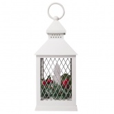 Декоративный фонарь со свечкой, белый корпус, размер 10.5х10.5х24 см, цвет теплый белый