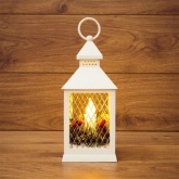Декоративный фонарь со свечкой, белый корпус, размер 10.5х10.5х24 см, цвет теплый белый