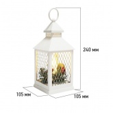 Декоративный фонарь со свечкой, белый корпус, размер 10.5х10.5х24 см, цвет теплый белый