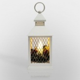 Декоративный фонарь со свечкой, белый корпус, размер 10.5х10.5х24 см, цвет теплый белый