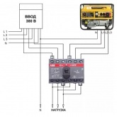 Реверсивный рубильник OT40F3C до 40A 3х полюсный для установки на DIN-рейку или плату (c ручкой) (выключатель нагрузки)