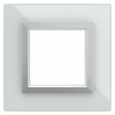 Рамка 2 модуля DKC Avanti из натурального стекла, светло-серая