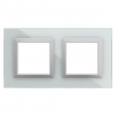 Рамка 4 модуля DKC Avanti из натурального стекла, светло-серая