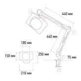 Лупа на струбцине квадратная 5D с подсветкой и крышкой, белая REXANT