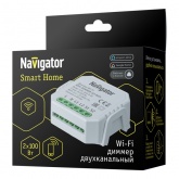 Умный диммер Navigator NSH-DIMMER-02-WiFi двухканальный 2х100Вт трехпроводный