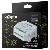Умный выключатель Navigator NSH-SWITCH-01-WiFi одноканальный 250Вт (LED) и 2300Вт (ЛОН)