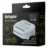 Умный выключатель Navigator NSH-SWITCH-02-WiFi двухканальный 2х150Вт (LED) и 2х1150Вт (ЛОН)