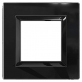 Рамка 2 модуля DKC Avanti из натурального стекла, черная