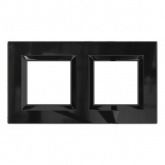 Рамка 4 модуля DKC Avanti из натурального стекла, черная