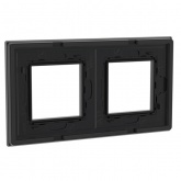 Рамка 4 модуля DKC Avanti из натурального стекла, черная