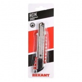 Нож Rexant с сегментированным лезвием 18 мм, металлический обрезиненный корпус