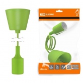 Патрон TDM пластиковый Е27 с подвесом 1 м, зеленый