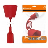 Патрон TDM пластиковый Е27 с подвесом 1 м, красный