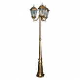 Светильник садово-парковый Витраж Feron PL158 3xE27 630х630х2200мм черное золото (столб 2м)