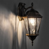 Светильник садово-парковый Витраж Feron PL151 60W E27 240х270х500мм черное золото (на стену вниз)