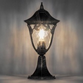 Светильник садово-парковый Афина PL4074 E27 180х180х390мм черное золото (на постамент) Feron