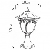 Светильник садово-парковый Афина PL4074 E27 180х180х390мм черное золото (на постамент) Feron