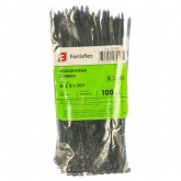 Кабельная стяжка Fortisflex КСС стандартная 8х300 мм черная [упаковка 100шт]