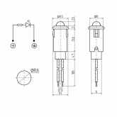 Индикатор Rexant d8 12V красный LED с проводом
