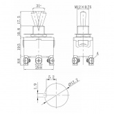 Тумблер Rexant 250V 15А (6c) ON-OFF-ON двухполюсный