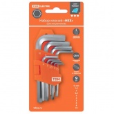 Набор ключей TDM HEX 9 шт.: 1.5-10 мм, короткие, (держатель в блистере), CR-V сталь серия Алмаз