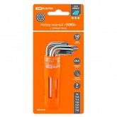 Набор ключей TDM TORX с отверстием 7шт: T9-T30 (круглый держатель в блистере) CR-V сталь серия Алмаз