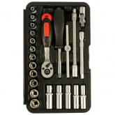 Набор торцевых головок с ключом трещоткой 1/4 дюйма в кейсе КВТ НАИ-05/24 (24 предмета)