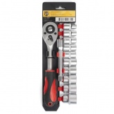 Набор торцевых головок 5-14мм с ключом трещоткой 1/4 дюйма КВТ НАИ-03/11 (11 предметов)