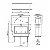 Выключатель клавишный 250V 15А (3с) ON-OFF красный  с подсветкой блистер REXANT