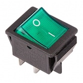 Выключатель клавишный Rexant 250V 16А (4с) ON-OFF зеленый с подсветкой (блистер)