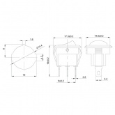 Выключатель клавишный круглый 250V 3А (3с) ON-OFF красный  с подсветкой  Micro блистер REXANT