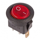 Выключатель клавишный круглый 250V 6А (3с) ON-OFF красный  с подсветкой блистер REXANT