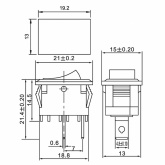 Выключатель клавишный Rexant 250V 6А (2с) ON-OFF черный Mini