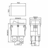 Выключатель клавишный Rexant 250V 6А (4с) ON-OFF красный с подсветкой (1шт. в пакете) Mini