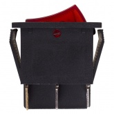 Выключатель клавишный Rexant 250V 15А (6с) ON-OFF красный с подсветкой двойной