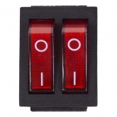 Выключатель клавишный Rexant 250V 15А (6с) ON-OFF красный с подсветкой двойной