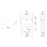Выключатель клавишный Rexant 250V 10А (3с) ON-OFF-ON черный с нейтралью (блистер)