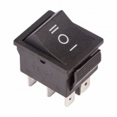 Выключатель клавишный Rexant 250V 15А (6с) ON-OFF-ON черный с нейтралью блистер